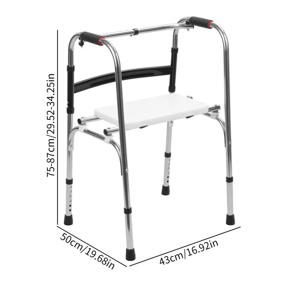 330lbs Elderly Disabled Walker Assisted Walking Stainless Steel Trolley Back Wheeled Cart Portable Folding Senior Adult Walker