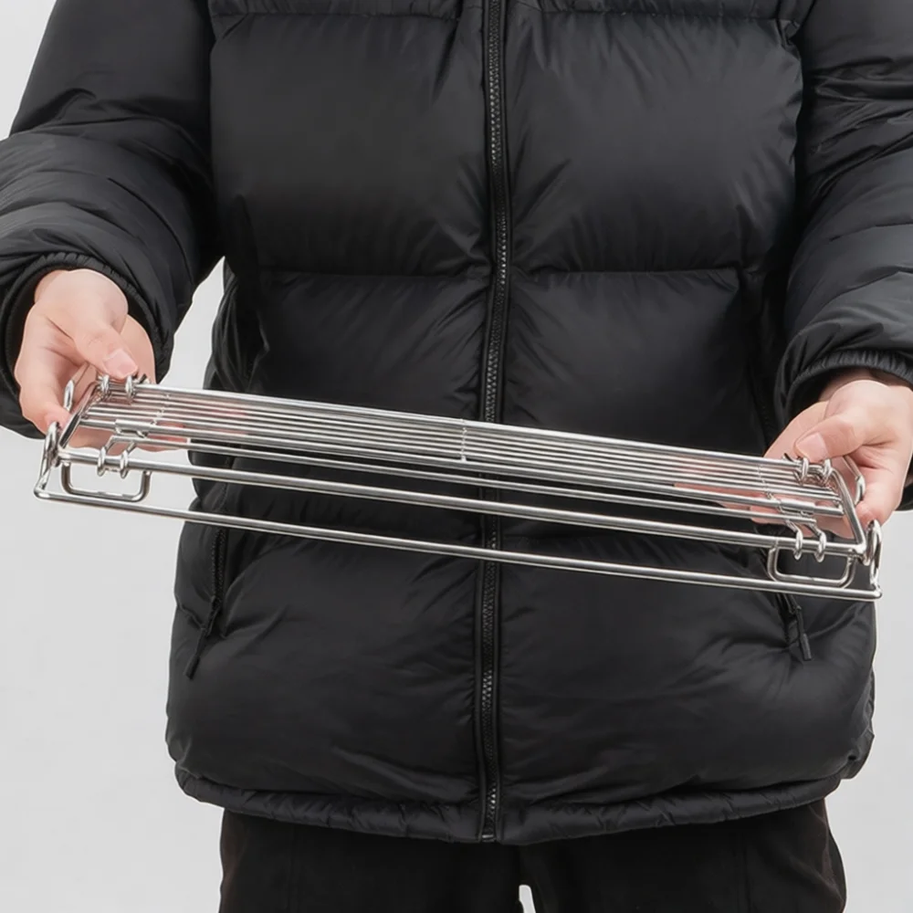 Outdoor Camping Table Foldable - Cestino Laterale Pieghevole in Acciaio Inox