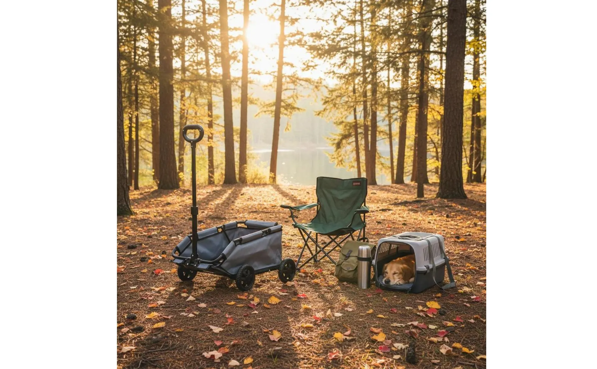 Lightweight Pet Pull Wagon Portable Foldable Pet Trolley 4-Wheel Dog Wagon Adjustable Handle Foldable Dog Carrier for Trip