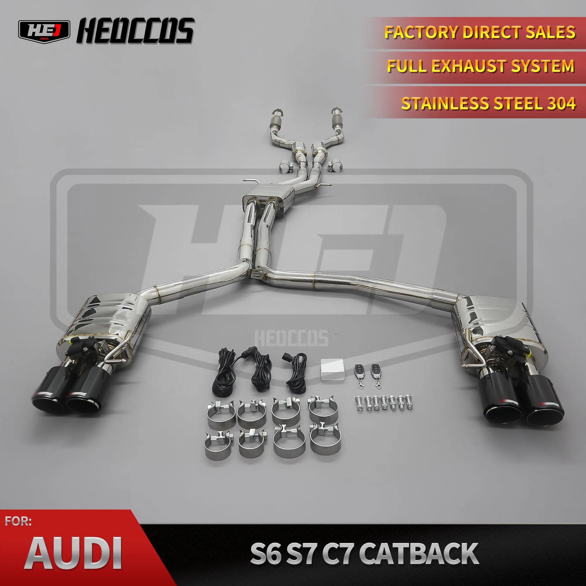 

HEO Stainless Steel 304 Catback Exhaust For Audi S6 S7 C7 4.0T 2013-2018 Turbo Performance Catback Exhaust Muffler