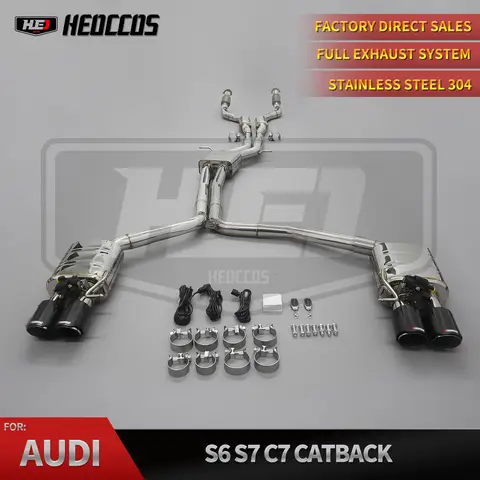 HEO สแตนเลส 304 Catback ท่อไอเสียสําหรับ Audi S6 S7 C7 4.0T 2013-2018 Turbo Performance Catback ท่อไอเสีย