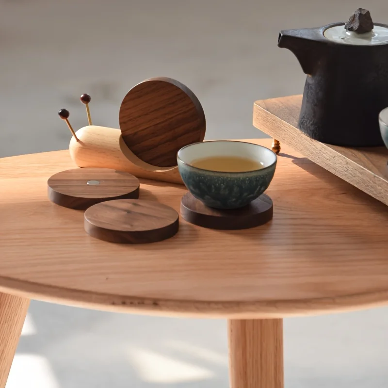 Charming Black Walnut Snail Coaster - Heat-Resistant, Home Decor Tea & Coffee Cup Mat, Relaxing and Pleasant Decorative Item