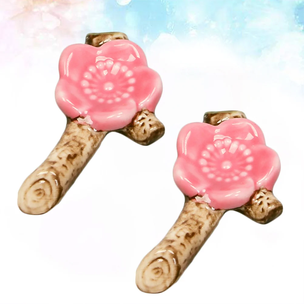 

6Pcs Ceramic Plum Blossom Chopstick Holder Red Japanese Style Rest for Spoon Forks Easy Clean Tableware Decor Chopstick Holder