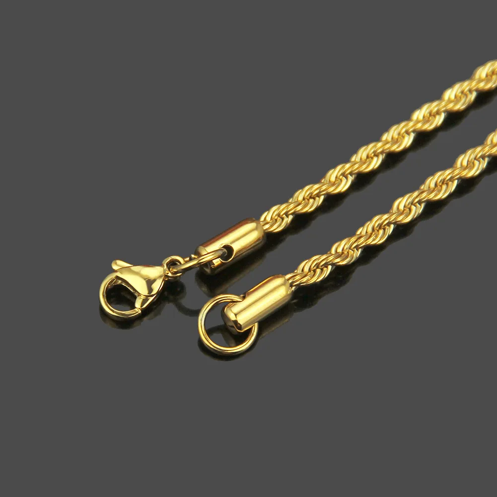3/4/5MM Classics 316L Stainless Steel Twist Rope Chain Necklace For Women Neck Jewelry Pendant Accessories