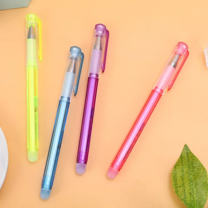 

40 шт. стираемая гелевая ручка ярких цветов с игольной трубкой 0,5 мм для студентов, милые канцелярские принадлежности B