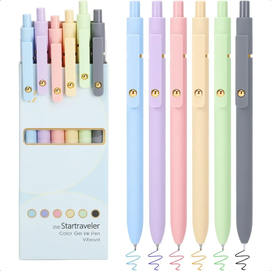 

Colored Pens 6 Pack Colorful Gel Pens Medium Point 0.7mm Smooth Writing Journaling plies Multicolor Ballpoint for Journaling Dr
