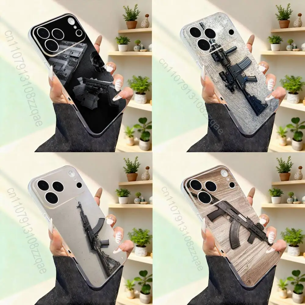 

Gun AK47 Rifle M4A1 Cool For iPhone 11,12,13,14,15,16,17,Pro,Max,Plus,Mini,SE4,E Phone Case Magnetic For Magsafe Wireless