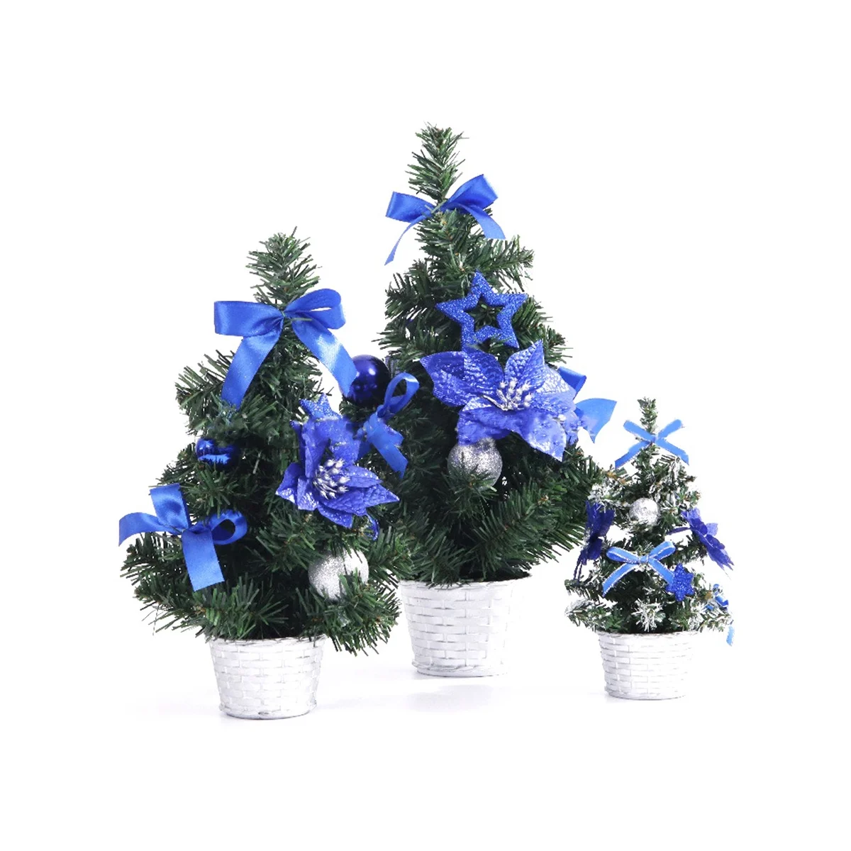 Mini árbol de Mesa para el hogar, decoración de escritorio pequeña de Navidad, adorno familiar para fiesta, azul