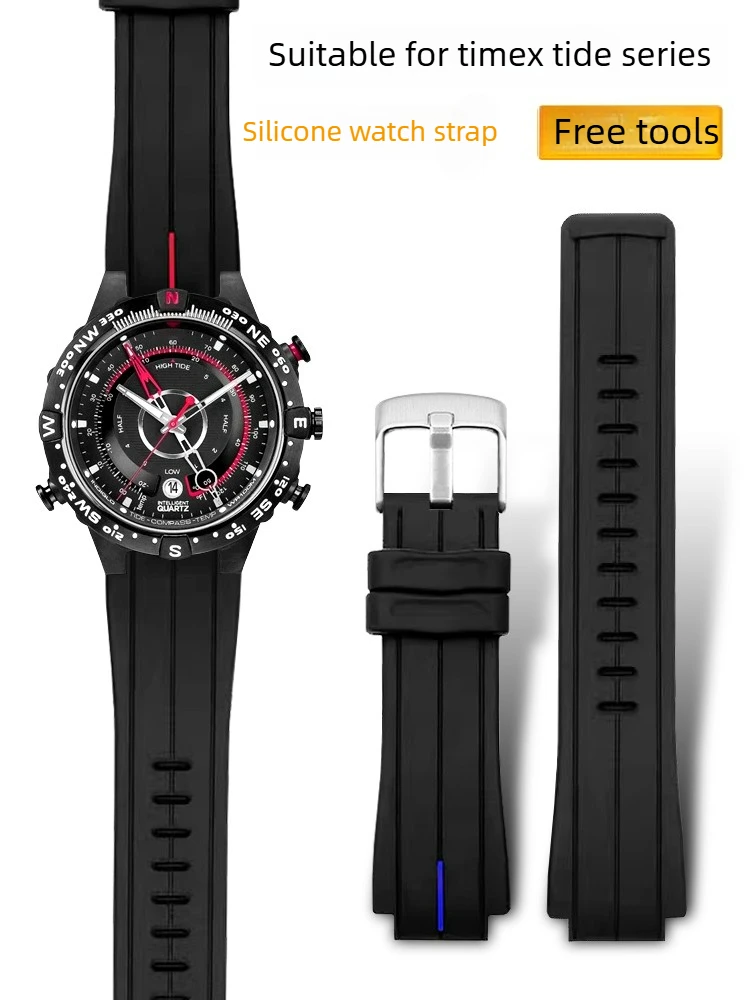 Silicone Watch Strap for Timex Tidal Compass Series T2N720 721 TW2T76300