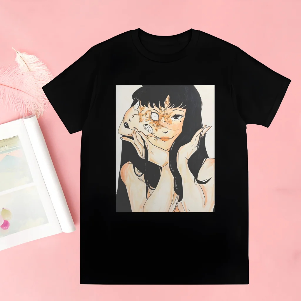 Junji Ito Tomie Shintaro Kago Horror Cartoon Japan Manga T Shirt Men Shirts Quality Summer Top Tshirts Short Sleeves Tee T-Shirt