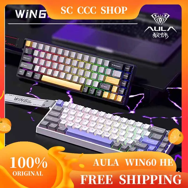 Aula Win60 He Keyboard Win68He Magnetic Switch Keyboard 8k Wired Rgb Customized Hot Swap Esports Gamer Mechanical Keyboards Gift