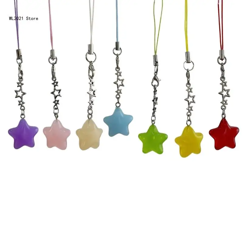 Convenient Star Phone Pendant Keychain Ornament Keyring Phone Charm Chain Decorative Accessory for Bag and Purses