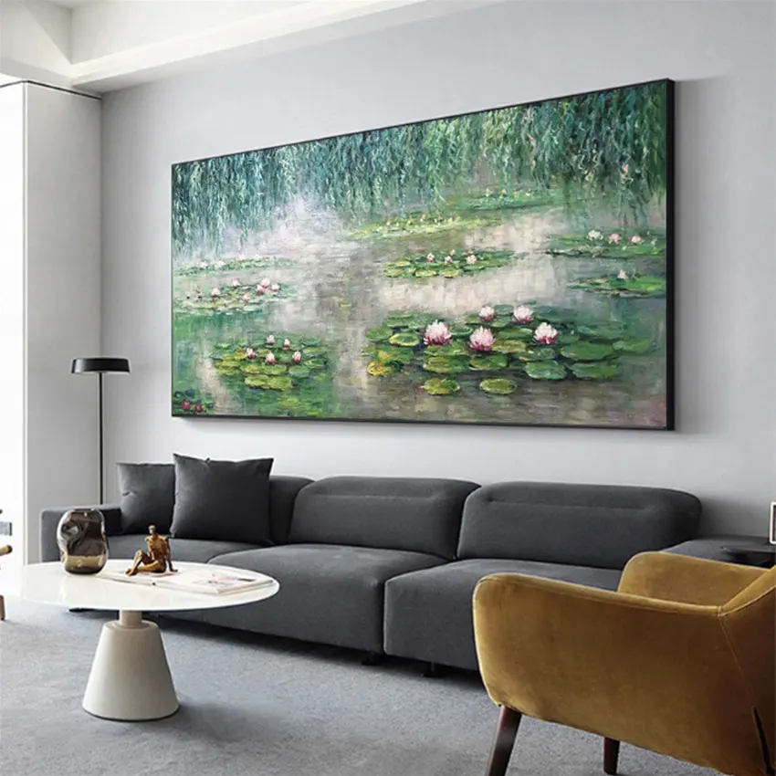 peinture-a-l'huile-de-grande-taille-celebre-monet-nenuphar-toile-oeuvre-decoration-murale-art-1-panneau-ensemble-article-a-la-main