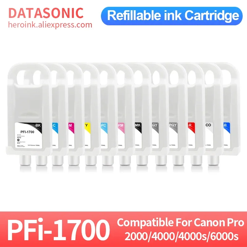 PFI-1700 PFI1700 Refillable Ink Cartridge With Permanent Chip For Canon PRO-2000 PRO-2100 PRO-4000 PRO-4000S PRO-6000 PRO-6100