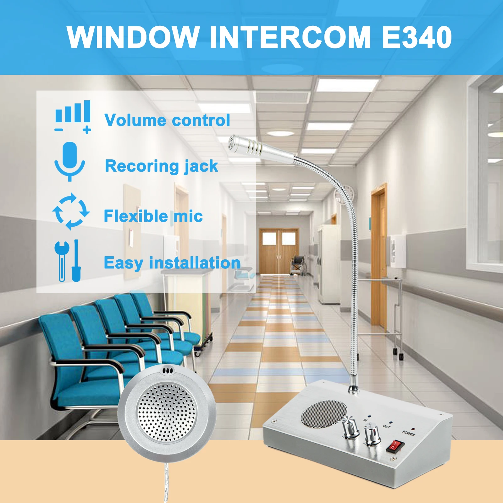 Home Security Zero-touch Loudspeaker Dual-way Interphone System For Bank Counter Ticket Office Hospital Window Intercom