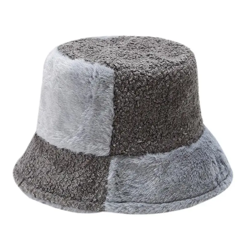 Fur Bucket Hat Oversized Fluffy Bucket Hat Cute For Women Winter Fisherman Hats With Contrasting Colors For Outdoor