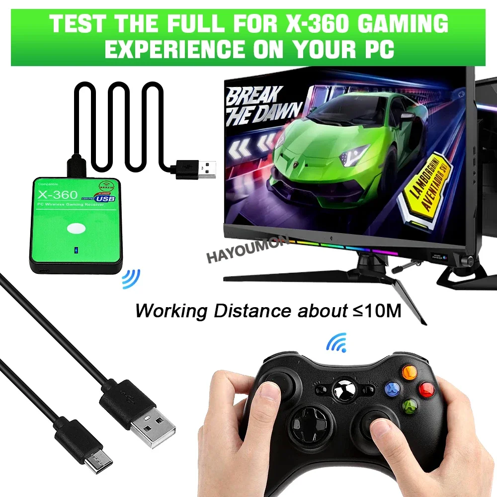 2026 New USB Receiver Adapter For Xbox 360 Wireless Gamepad Transmitter For PC Win7/8/10 Xbox360 Controller Driver-Free No CD