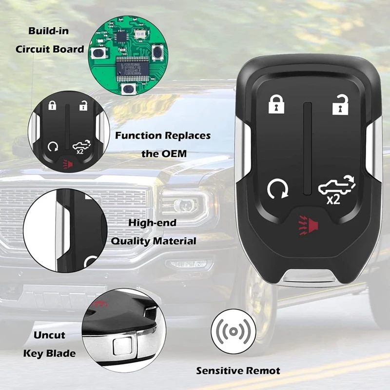 Chave de controle remoto de entrada sem chave para GMC Sierra Silverado 1500 2500 3500 2019-2023 HYQ1ES 13522904