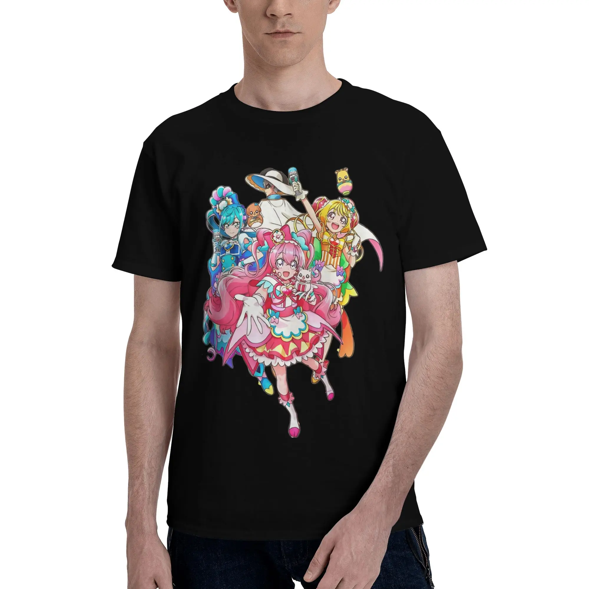 Delicious Party Precure   All in one   Graphic 100% Cotton T-Shirt Bandai Pretty Cure Tops Tees For Men