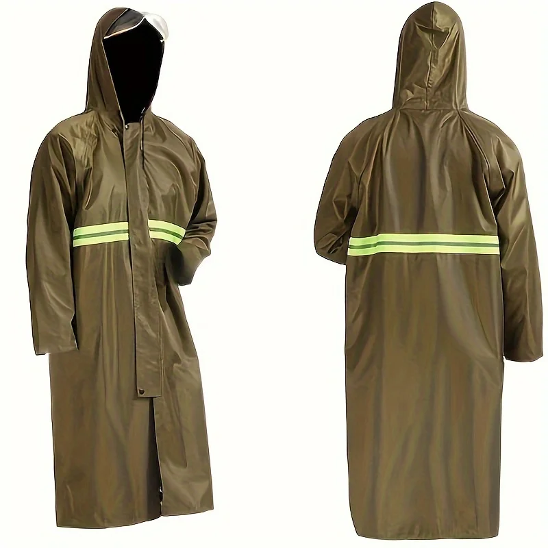Reflective Waterproof Raincoat, Durable Riding Cycling Motorcycle Poncho, Glow-in-the-Dark Rain Gear With Hood