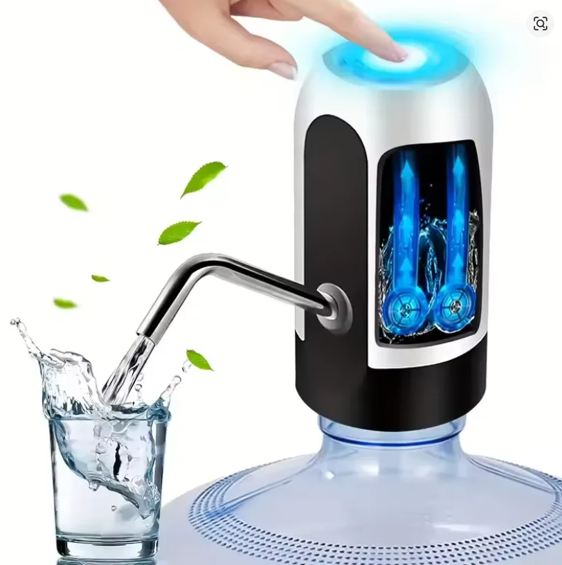 Bomba de Água Elétrica Recarregável USB para Garrafa, Dispensador Automático de Água Potável com Interruptor de Energia, Portátil para Camping