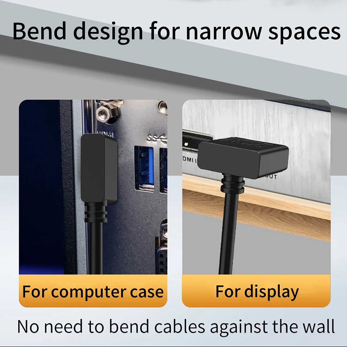 90 Degree Up/Down/Left/Right Angle HDMI-compatible 2.1 Cable 8K60Hz 4K144Hz 2K240Hz 48Gbps High Speed for PC Gaming Monitor HDTV