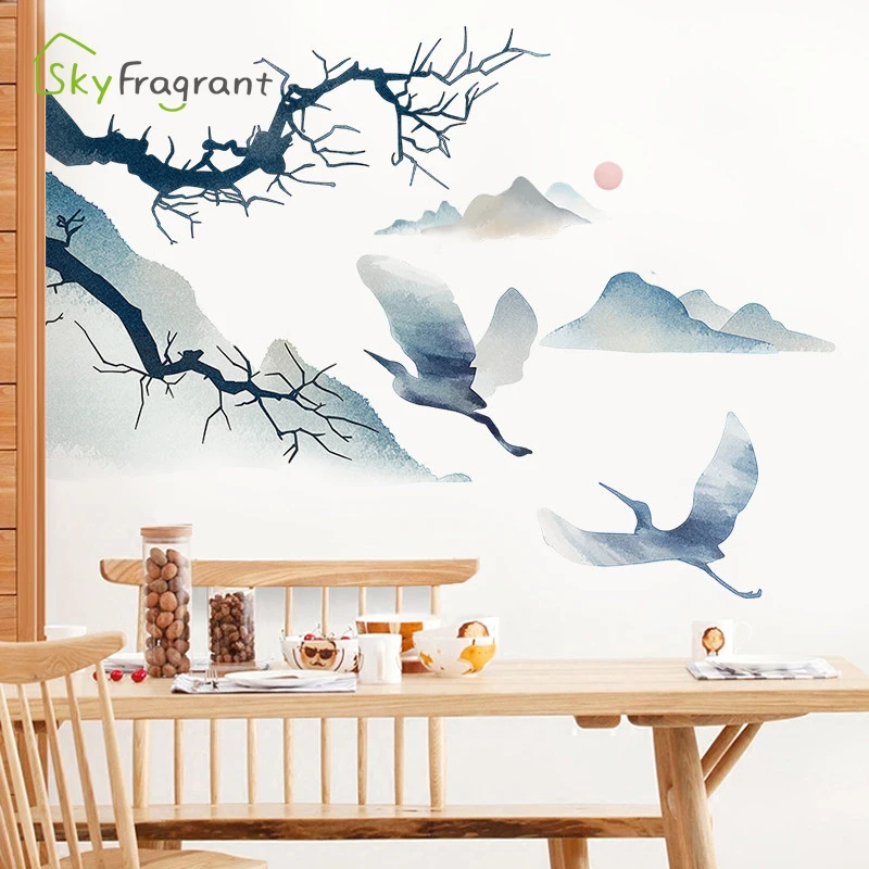 Self Adhesive Wall stickers For Living Rooms Wallpaper Sofa TV Background Chinese Wall Decoration Bedroom Bedside Decor Sticker