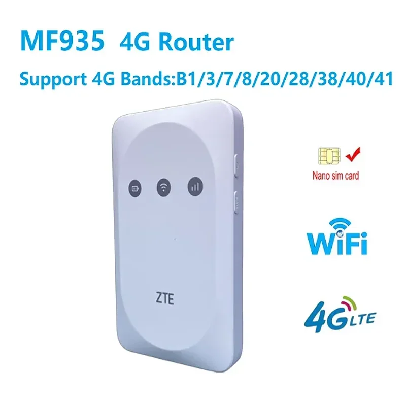 ZTE MF935 4G LTE Roteador Móvel com Slot para Cartão Sim, Desbloqueado Pocket WiFi Hotspot, Cat4 150Mbps