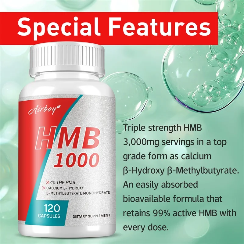 HMB Male Energy Booster - for Increased Muscle Mass and Athletic Strength, Energy Supplement, Endurance, Non-GMO