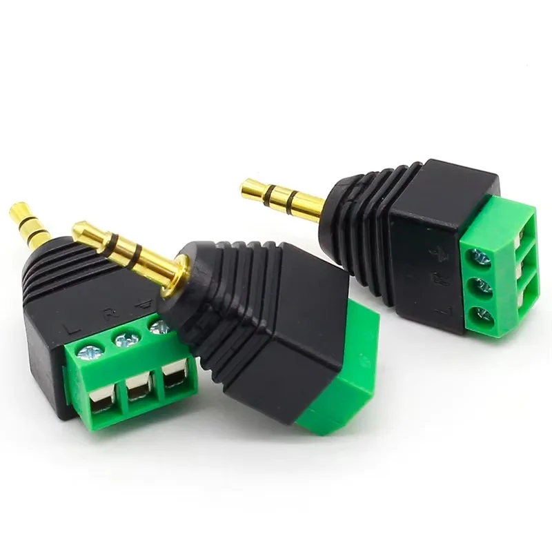3pcs 3.5mm 3ploe 1/8 Inch Stereo Male Plug to AV Screw Video Balun Terminal Jack 3.5 mm Male 3 pin Terminal Block Plug Connector view 4