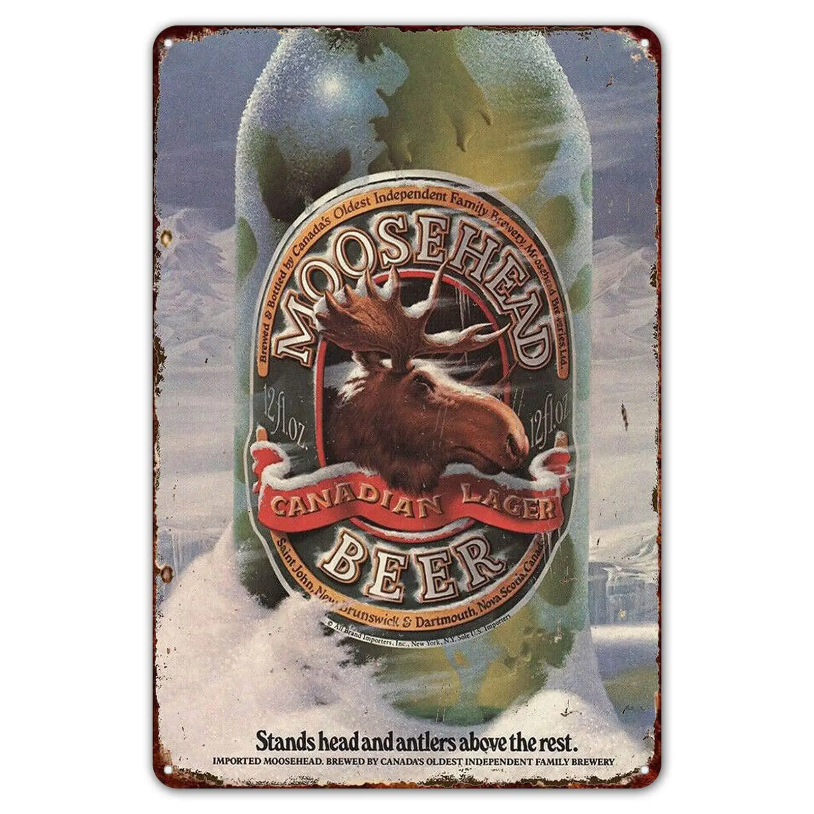 Wall Decor Tin Metal Signs Vintage 1984 Moosehead Canadian Lager Beer for Man Cave Home Wine Cellar Patio 8 x 12 inches