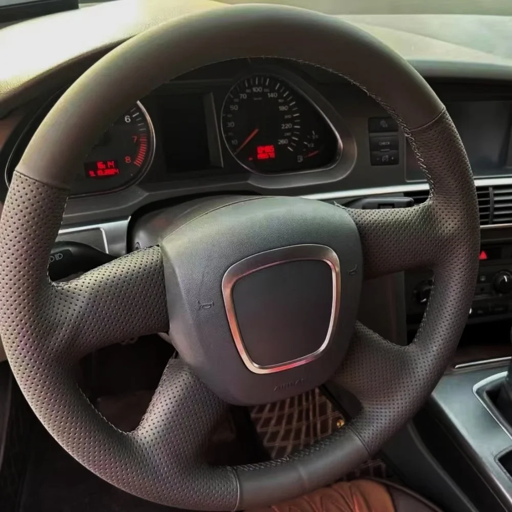 

Изготовленный на заказ оплетка на руль автомобиля, мягкий 100% подходит для Audi A4 B7 B8 A6 C6 2004-2011 Q5 2008-2012 Q7, автомобильная продукция, обертка на руль