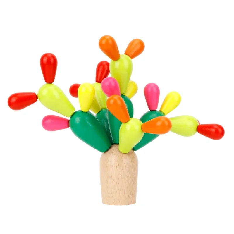 Houten kinderpuzzel Balancerende cactusspeelgoed Gemonteerde bouwstenen