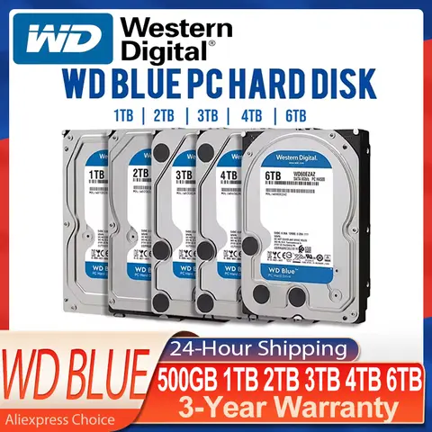 Western Digital WD Blue 1TB 2TB 3TB 4TB 6TB 500GB 하드 드라이브 HDD SATA III 6 Gb/s 데스크탑 PC 컴퓨터용 3.5