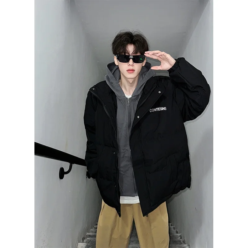 

Утепленная хлопковая куртка для мужчин: теплая зимняя молодежная модная рабочая куртка с капюшоном, верхняя одежда для подростков на молнии