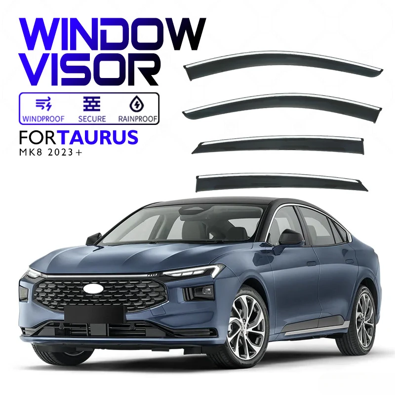 

Chrome Strips Rain Guards for Ford Taurus MK8 2023-2025 Window Visor Wind Deflectors Door Visor Vent Shades Ventvisor