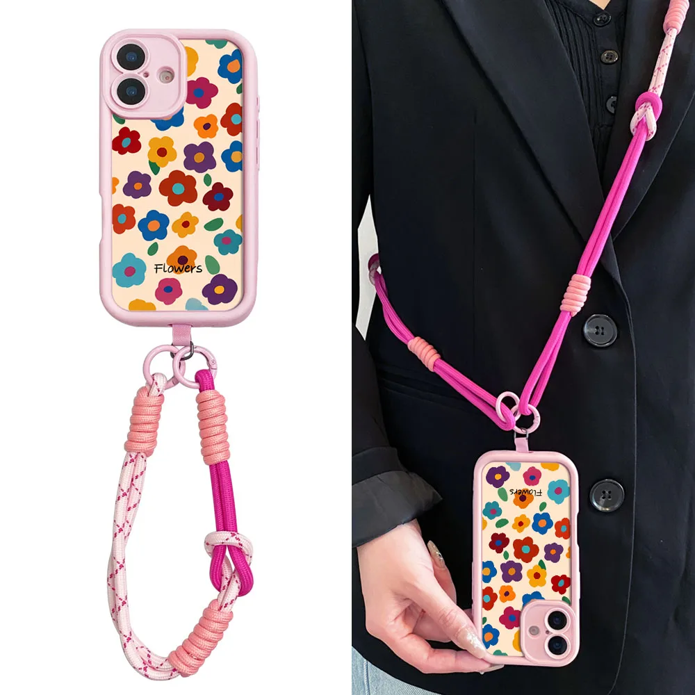 Ypm5Crossbody الحبل قلادةRopeCaseFor Redmi ملاحظة 14 13 12 11 10 9 8 7 برو زائد 11s 14s 13C 12C 14C 9C 10C الأزهار غطاء الهاتف