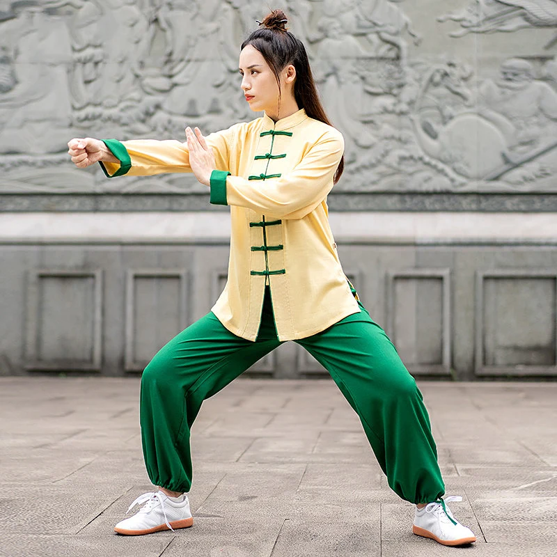 2025 New Linen Cotton Tai Chi Suit Set, Women's Chinese Style Practice & Performance Wear with Frog Buttons