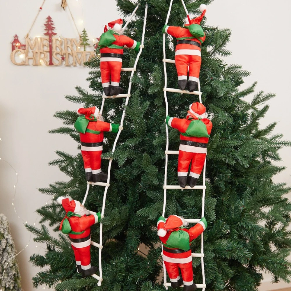 

25cm Singleperson Ladder Christmas Tree Decoration Climbing Rope Santa Claus Doll Christmas Pendant New Year Festival Decoration