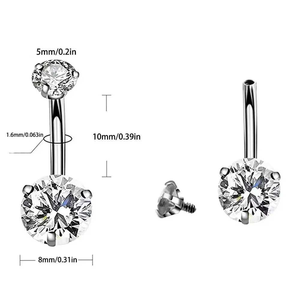 8PCS Belly Piercing Kit with 14G Belly Button Ring