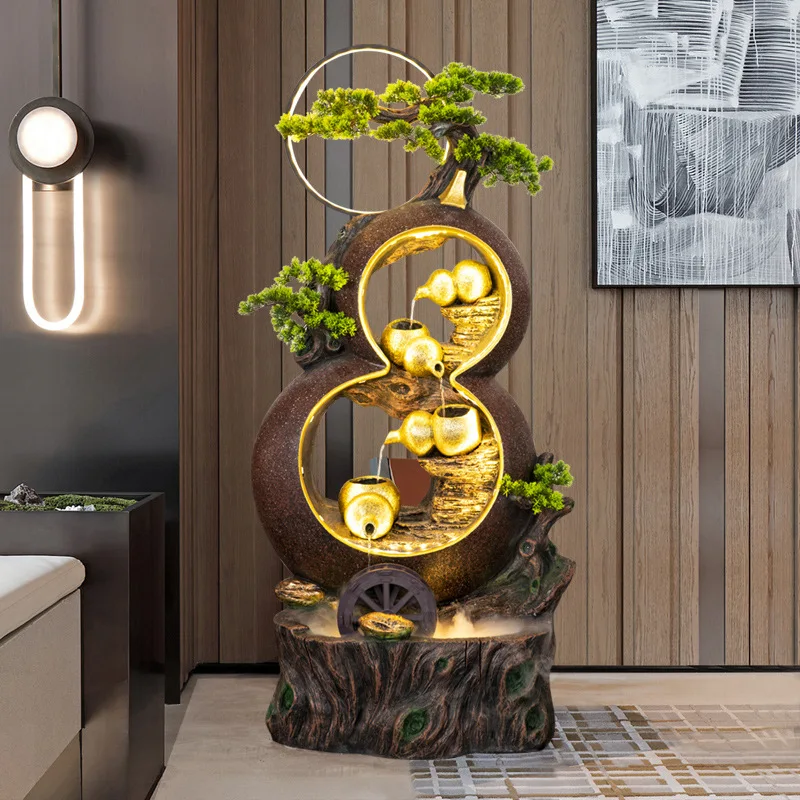 Gourd Flowing Water Ornaments To Attract Wealth Office Living Room Feng Shui Rockery Water Landscape High-end National Style