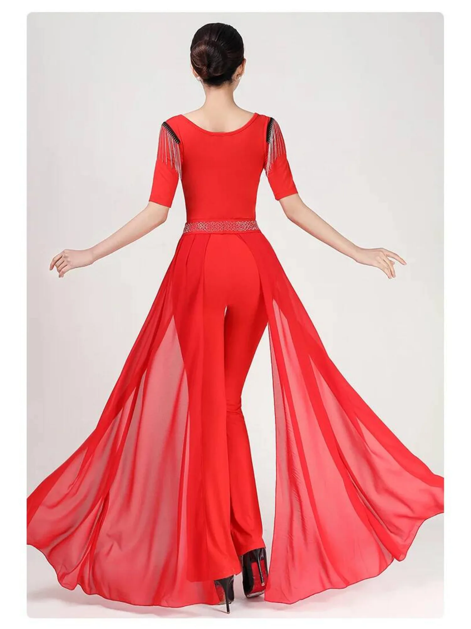 Pantalones de baile de cintura alta para mujer, traje de cantante, trajes clásicos contemporáneos de noche largos de lujo, pantalón de fiesta y calle