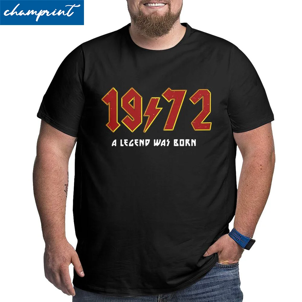 Retro Rock 1972 70s T-Shirts Men 50th Birthday 50 Years Old T Shirts Born in 1972 Big Tall Tees Oversized 4XL 5XL 6XL Tops