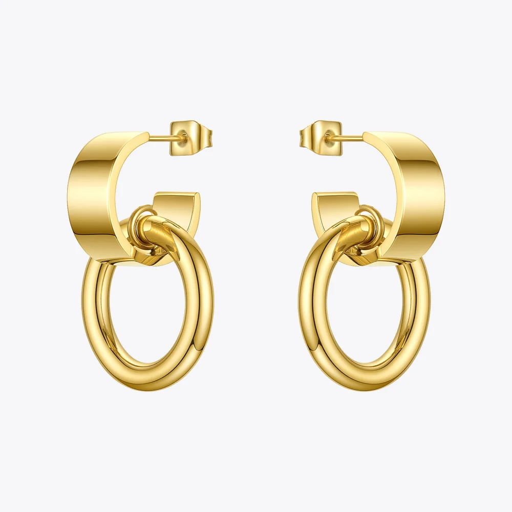 ENFASHION Curved C Circle Drop Earrings For Women Gold Color Stainless Steel Geometric Earings Fashion Jewelry 2020 Gifts E1183