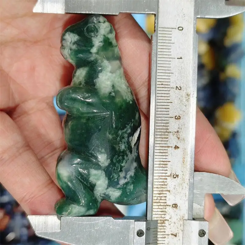 Natural Flower Agate Stone Dinosaur Carving Energy Gem Reiki Healing Fengshui Home Office Decoration Gift 1pcs
