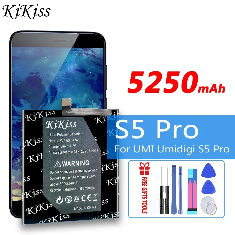 

Аккумулятор KiKiss 5250 мАч для UMI Umidigi S5 Pro S5Pro, новые перезаряжаемые детали, аксессуары для телефонов, аккумуляторы с инструментами