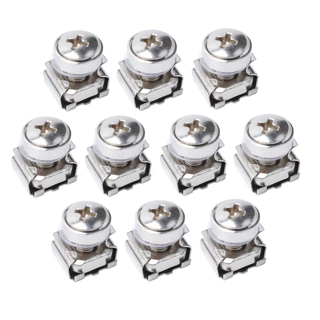 M5x16 Cage Rack Nuts Silver Plated Iron Cage Fastener Kit for Server Cabinet Patch Panel Rack Use