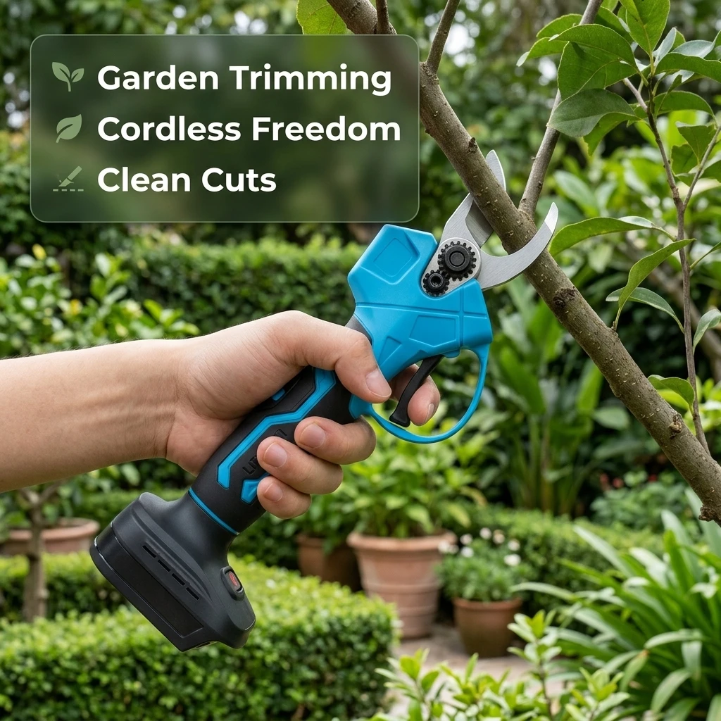 18V Brushless Electric Pruning Shears Tree Branch Bonsai Trimmer Handheld Garden Tool Compatible for Gardening Landscaping