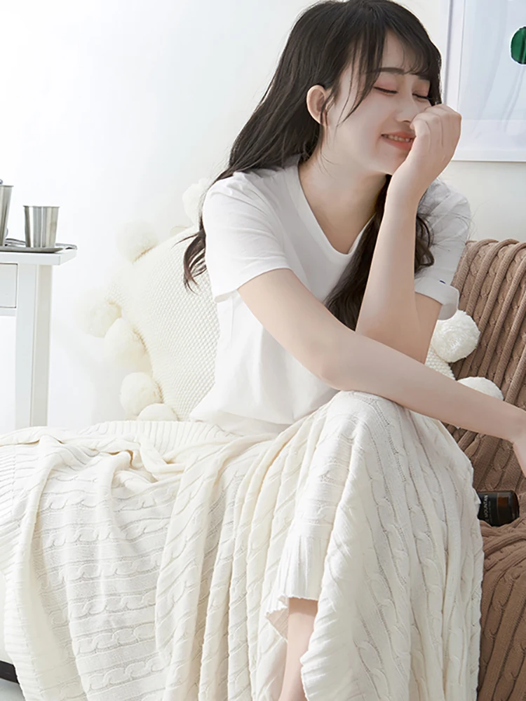 

Вязаное одеяло в стиле ретро для кровати и дивана, светло-зеленое, мягкое хлопковое, теплое, всесезонное, унисекс, с полосатым узором