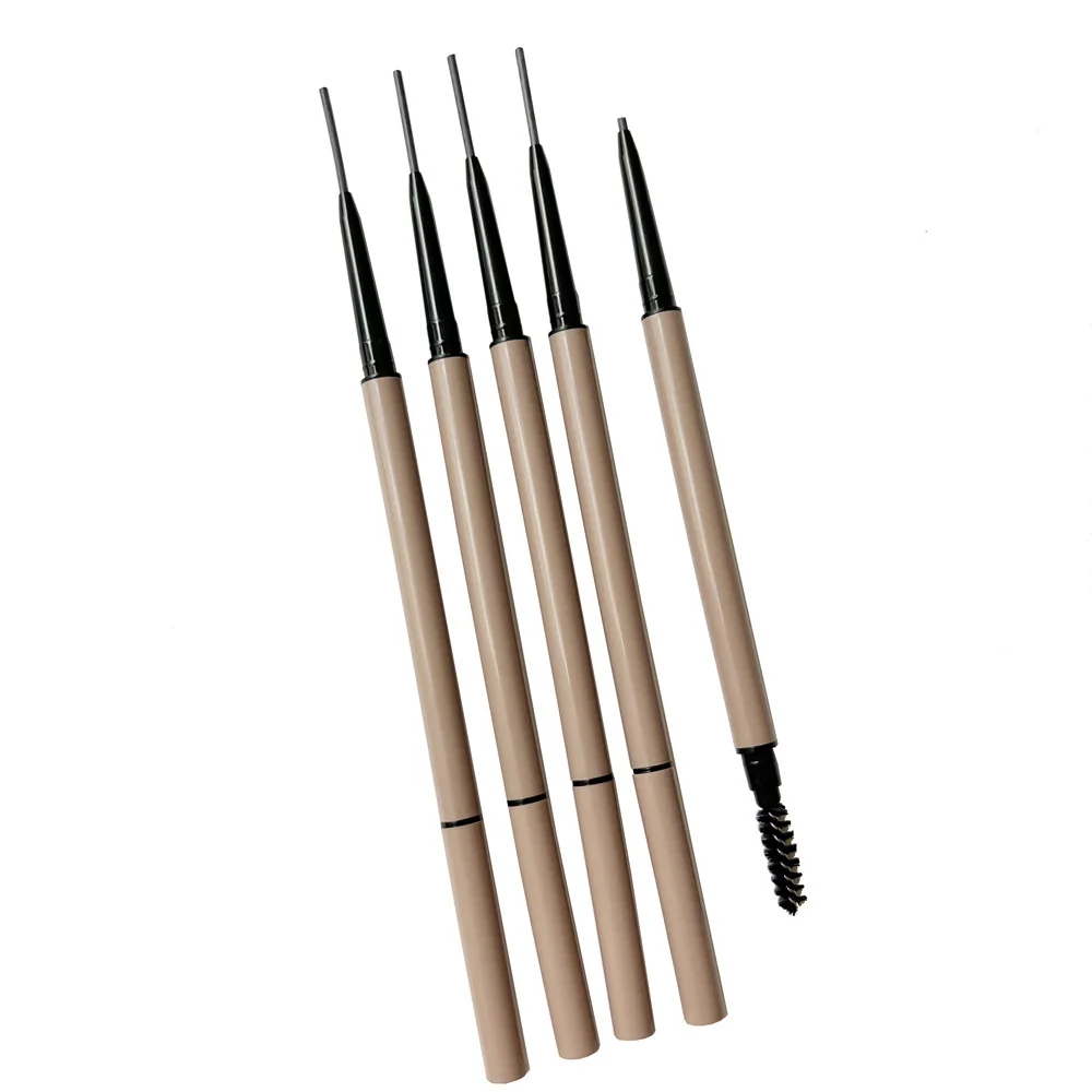 Private Label Eyebrow Pencil 1.5mm Ultra Thin with Brush Slim Waterproof Natural Long Lasting Tattoo Cosmetics Dark Brown